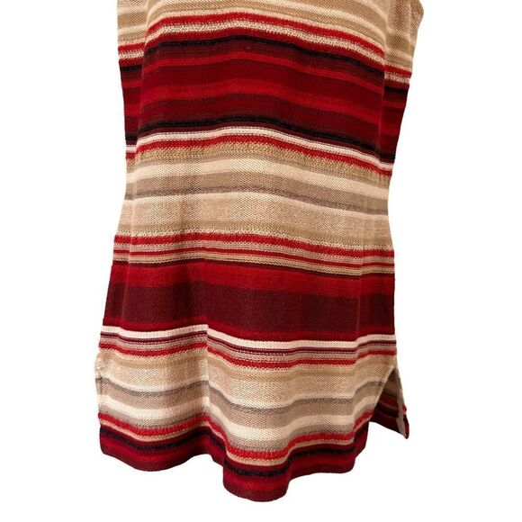 LAUREN By Ralph Lauren Linen Blend Striped Tan Red Sleeveless Top - Picture 3 of 11